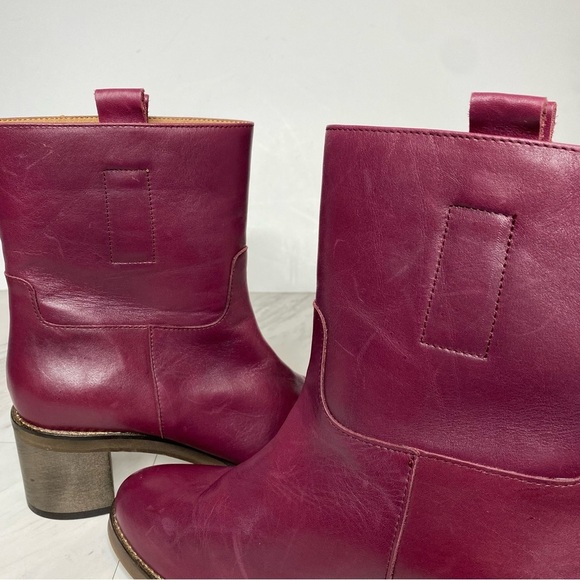 Free People Tabby Mulberry Leather Heeled Ankle Boot 38 1/2 - Picture 9 of 15